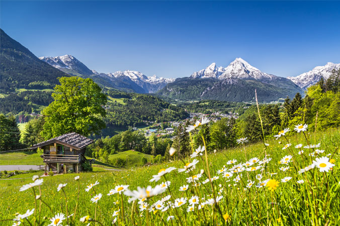 Pollenflug: Alpenlandschaft mit Alm